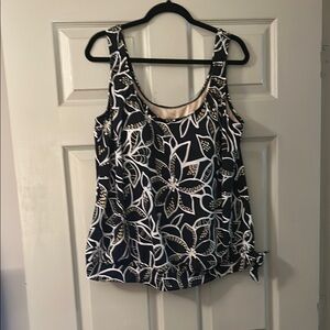 Floral Black and White Women's Bathing suit Top